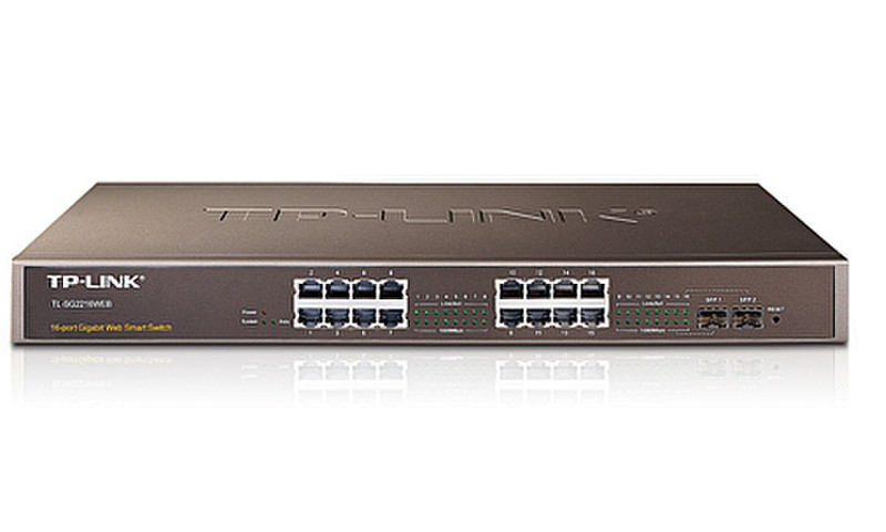 TP-LINK 16-Port-Gigabit-Web-Smart-Switch (16 10/100/1000M-RJ45-Ports, 2 SFP-Slots)