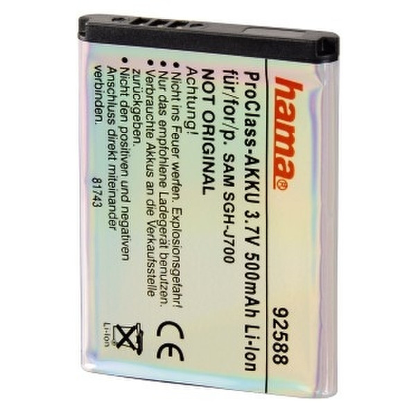 Hama ProClass Battery, Li-Ion, 500 mAh Lithium-Ion (Li-Ion) 500mAh 3.7V rechargeable battery