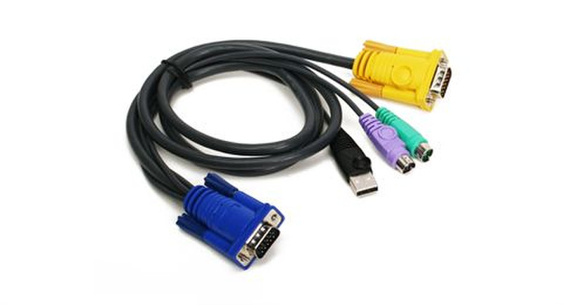 iogear G2L5303UP 3.05м Черный, Синий, Зеленый, Пурпурный, Желтый кабель клавиатуры / видео / мыши