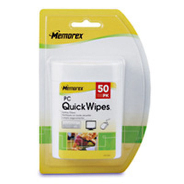 Memorex PC Quick Wipes, 50 Pack Screens/Plastics Equipment cleansing wet cloths