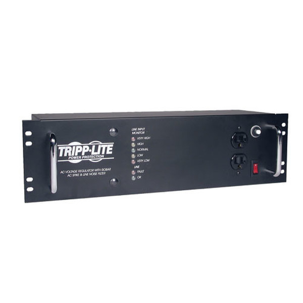 Tripp Lite 2400W 120V Power Conditioner with Automatic Voltage Regulation, 3U Rack-Mount, AC Surge Protection