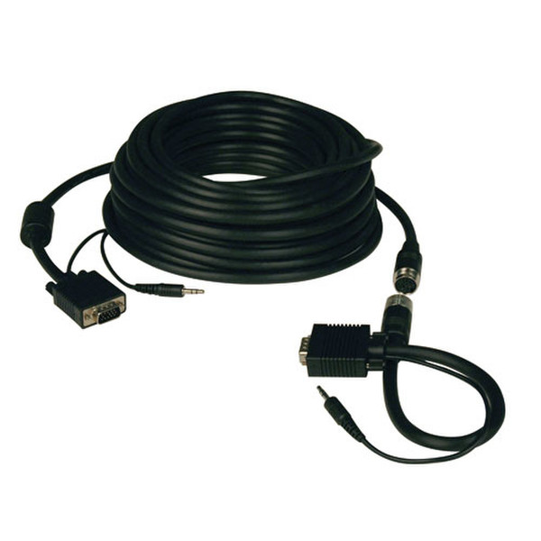Tripp Lite High Resolution SVGA / VGA Monitor Easy Pull Cable with Audio and RGB Coax (HD15 M/M), 30.5 m (100-ft.)