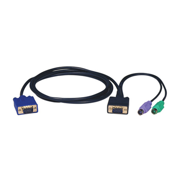 Tripp Lite Комплект кабелей длиной 4,5 м (3 в 1) с разъемами PS/2 для КВМ-переключателя мод. B004-008 кабель клавиатуры / видео / мыши