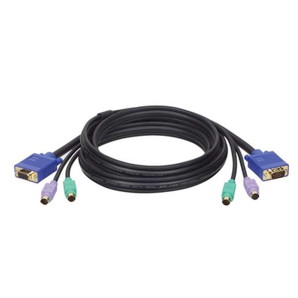 Tripp Lite PS/2 (3-in-1) Cable Kit for KVM Switch B007-008, 15-ft. KVM cable