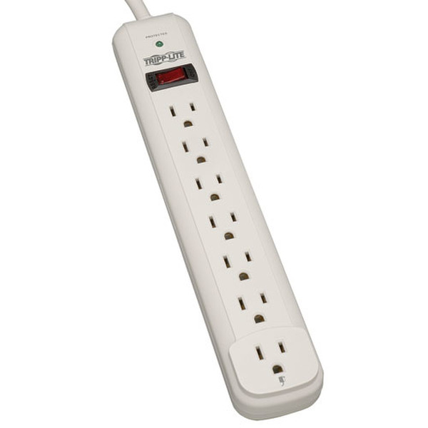 Tripp Lite Protect It! 7-Outlet Surge Protector, 6-ft. Cord, 1080 Joules - Accommodates 1 Transformer