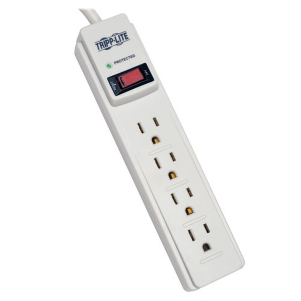 Tripp Lite Protect It! 4-Outlet Home Computer Surge Protector Strip, 4-ft Cord, 450 Joules