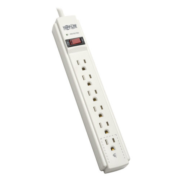 Tripp Lite Protect It! 6-Outlet Surge Protector, 6-ft Cord, 790 Joules, Diagnostic LED, White Housing