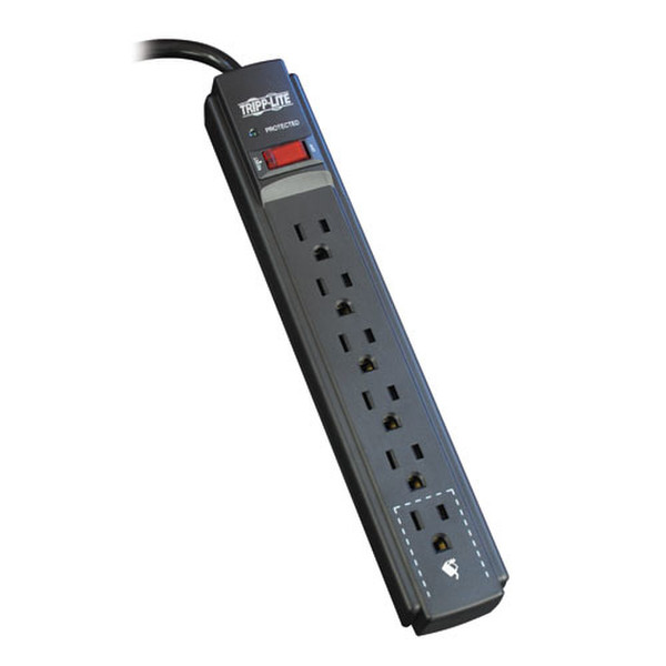 Tripp Lite Protect It! 6-Outlet Surge Protector, 6-ft. Cord, 790 Joules, Diagnostic LED, Black Housing