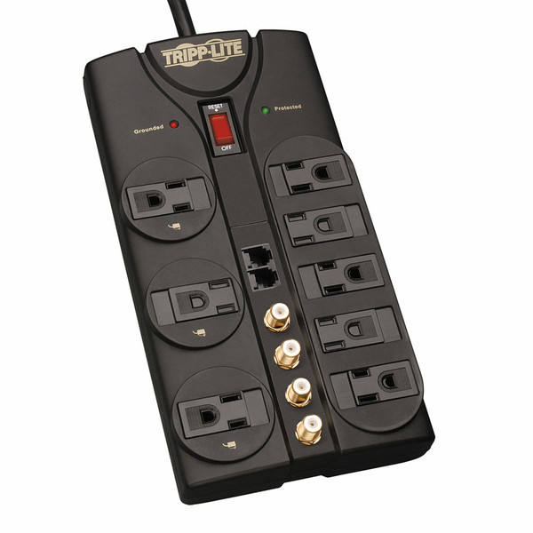 Tripp Lite Protect It! 8-Outlet Surge Protector, 10-ft. Cord, 3240 Joules, Tel/Fax/Modem/Coax Protection, RJ11