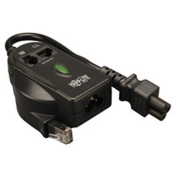 Tripp Lite Protect It! 2-Connector (C6, 3-Prong) In-Line Surge Protector, 306 Joules, Tel/Ethernet Protection