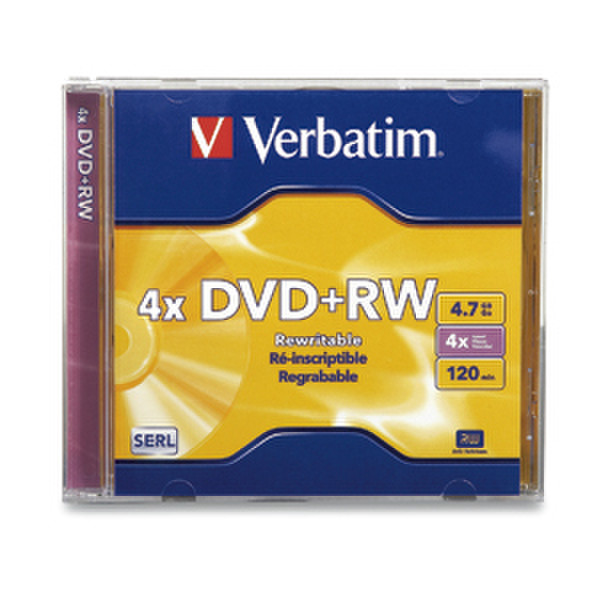 Verbatim DVD+RW 4.7GB 4X Branded 1pk Jewel Case 4.7GB DVD+RW 1Stück(e)