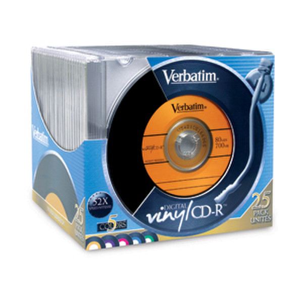 Verbatim Digital Vinyl CD-R™ 80MIN 700MB 52X 25pk Slim Cases CD-R 700MB 25pc(s)