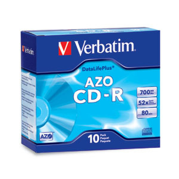 Verbatim CD-R 80MIN 700MB 52X DataLifePlus Branded 10pk Slim Cases CD-R 700MB 10pc(s)