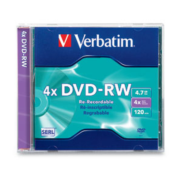 Verbatim DVD-RW 4.7GB 4X Branded 1pk Jewel Case 4.7GB DVD-RW 1Stück(e)