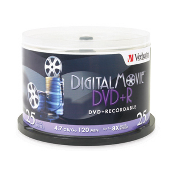 Verbatim DigitalMovie™ DVD+R 4.7GB 8X 25pk Spindle 4.7GB DVD+R 25pc(s)