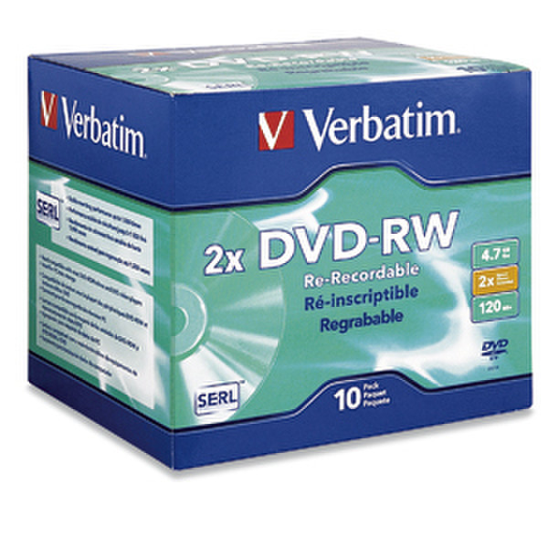 Verbatim DVD-RW 4.7GB 2X Branded 10pk Jewel Case 4.7ГБ DVD-RW 10шт