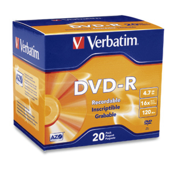 Verbatim DVD-R 4.7GB 16X Branded 20pk Slim Case 4.7GB DVD-R 20Stück(e)