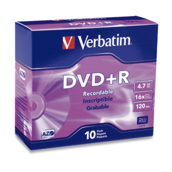 Verbatim DVD+R 4.7GB 16X Branded 10pk Slim Case 4.7GB DVD+R 10Stück(e)