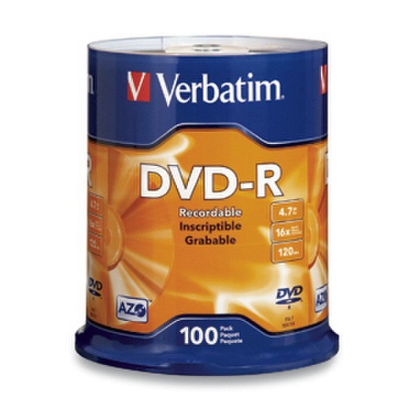 Verbatim DVD-R 4.7GB 16X Branded 100pk Spindle 4.7GB DVD-R 100pc(s)