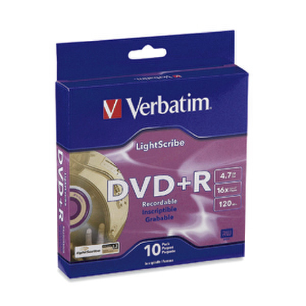 Verbatim DVD+R 4.7GB 16X LightScribe 10Pk Spindle Box 4.7GB DVD+R 10pc(s)