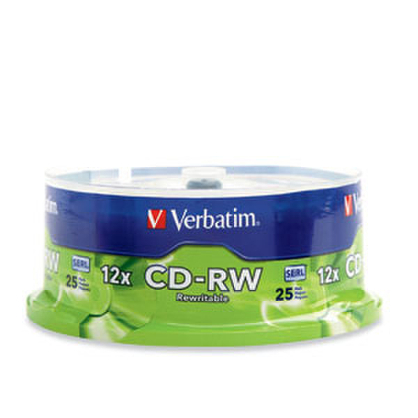 Verbatim CD-RW 80MIN 700MB 4X-12X High Speed Branded 25pk Spindle CD-RW 700MB 25pc(s)