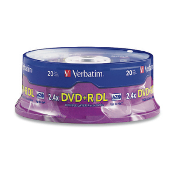 Verbatim DVD+R DL 8.5GB 2.4X Branded 20pk Spindle 8.5ГБ DVD+R DL 20шт