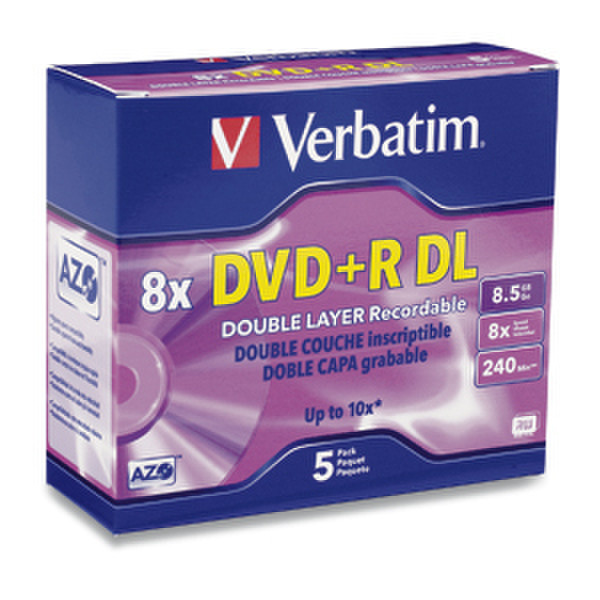 Verbatim DVD+R DL 8.5GB 8X Branded 5pk Jewel Case 8.5GB DVD+R DL 5Stück(e)