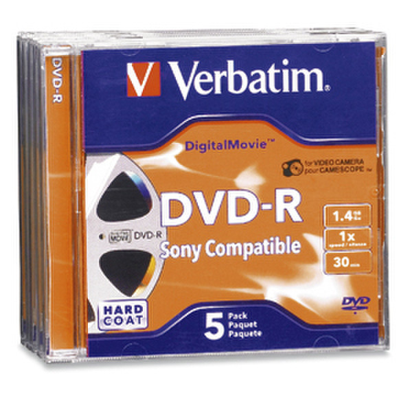 Verbatim DigitalMovie™ Mini DVD-R 1.4GB 1X 5pk Jewel Case Blister 1.4GB DVD-R 5pc(s)