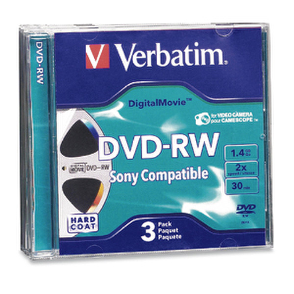 Verbatim DigitalMovie™ Mini DVD-RW 1.4GB 2X 3pk Jewel Case Blister 1.4GB DVD-RW 3Stück(e)