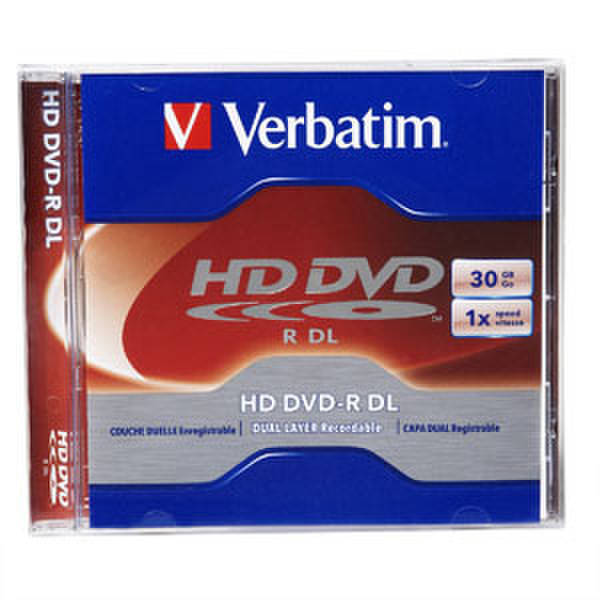 Verbatim HD DVD-R DL 30GB 1X Branded 1pk Jewel Case 30GB DVD-R DL 1Stück(e)