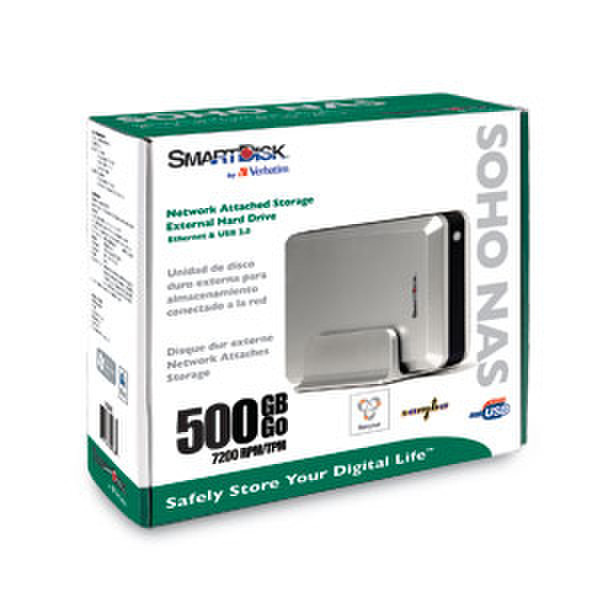 Verbatim 500GB SOHO NAS Desktop Hard Drive 2.0 500GB Schwarz, Silber Externe Festplatte