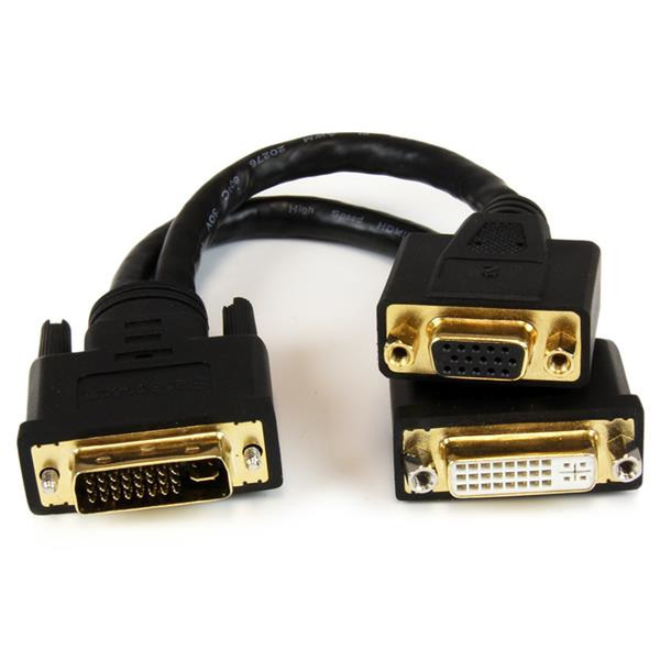 StarTech.com Wyse Compatible DVI Splitter Cable - DVI-I to DVI-D and VGA - M/F - 8 in.