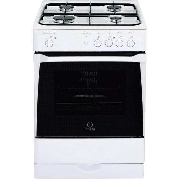 Indesit KN 6G2S(W)FR S Freistehend Gas hob Schwarz, Weiß Küchenherd