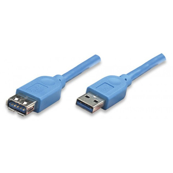 Techly 0.5m USB 3.0 A M/F 0.5м USB A USB A Синий