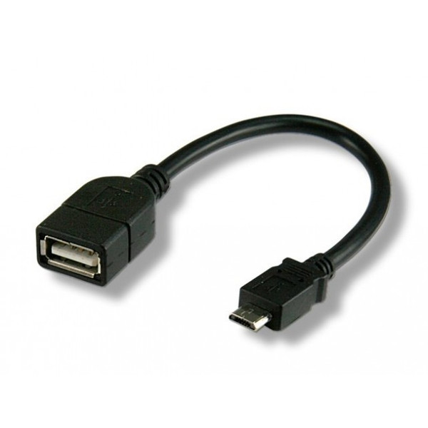 Techly 0.2m USB 2.0 Micro B - USB 2.0 A M/F 0.2м Micro-USB B USB A Черный