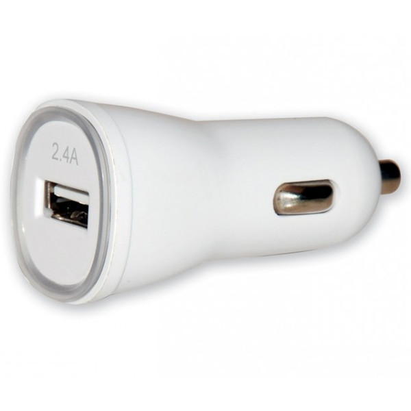 Techly Charger 1p USB 5V 2.4Ah for Car Cigarette Lighter Socket White IUSB2-CAR2-2A1P