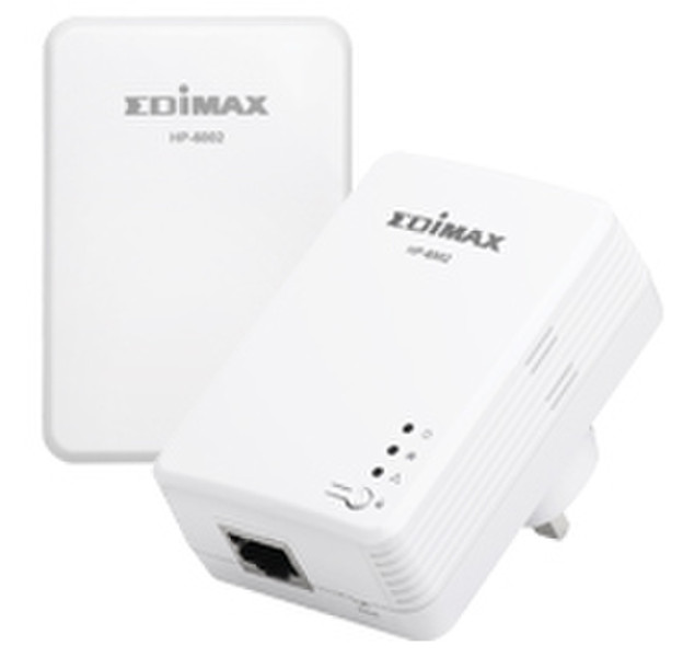 Edimax HP-6002K 600Mbit/s Eingebauter Ethernet-Anschluss Weiß 2Stück(e) PowerLine Netzwerkadapter