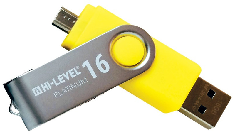 Hi-level 16GB OTG 2.0 Smart 16ГБ USB 2.0/Micro-USB Желтый USB флеш накопитель