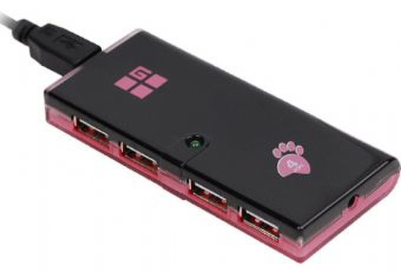 trendwerk77 A4-GUL-54P USB 2.0 480Мбит/с Черный, Розовый хаб-разветвитель