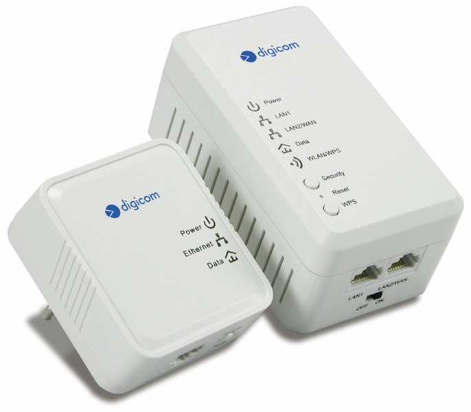 Digicom PL500WK-A01 500Mbit/s Eingebauter Ethernet-Anschluss WLAN Weiß PowerLine Netzwerkadapter