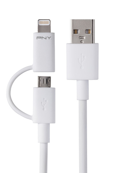 PNY C-UA-UULN-W01-01 USB A micro USB, Lightning White mobile phone cable
