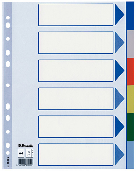 Esselte 15260 Blank tab index Polypropylene (PP) Multicolour tab index