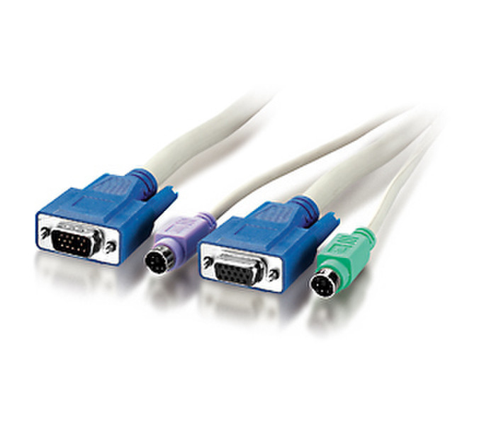 LevelOne ACC-2002 KVM Cable PS/2 3m Weiß Tastatur/Video/Maus (KVM)-Kabel