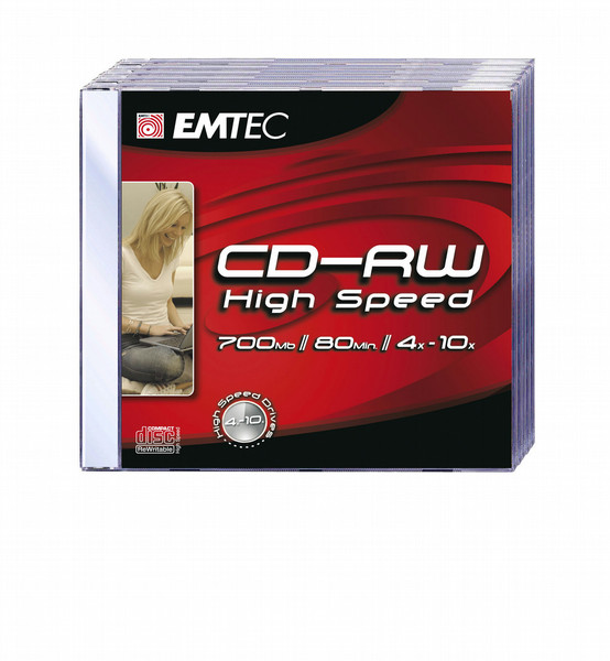 Emtec CD-RW 80MIN/700MB 4-10X 25P CB-24 CD-RW 700МБ 25шт