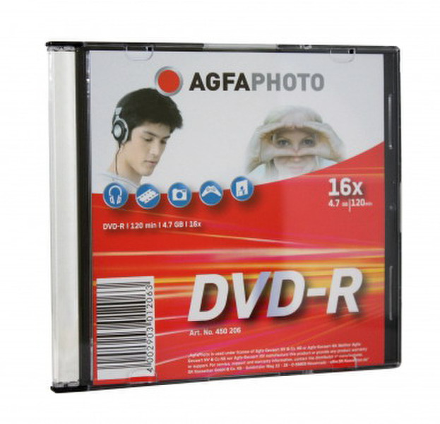 AgfaPhoto DVD-R 4.7GB 16x, Slim Case Pack, 10 pcs 4.7ГБ DVD-R 10шт