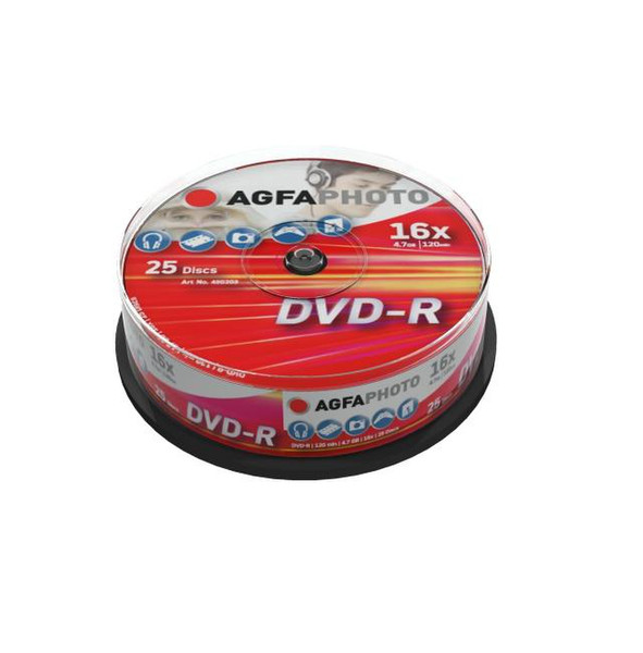 AgfaPhoto DVD-R 4.7GB 16x, CakeBox, 25 pcs 4.7ГБ DVD-R 25шт