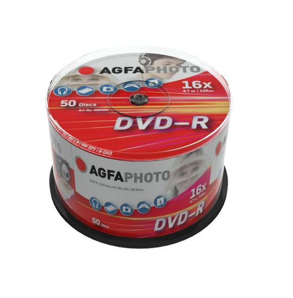 AgfaPhoto DVD-R 4.7GB 16x, CakeBox, 50 pcs 4.7ГБ DVD-R 50шт