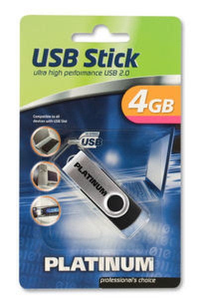 Bestmedia 177459 4ГБ USB 2.0 Черный, Cеребряный USB флеш накопитель