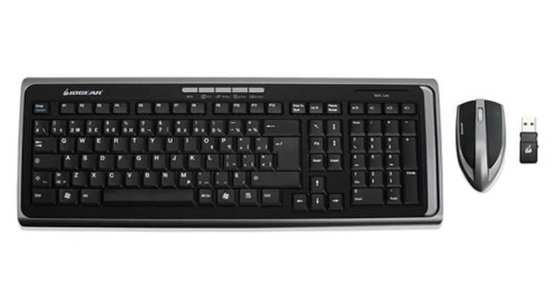 iogear GKM551RW4 Беспроводной RF QWERTY Черный клавиатура