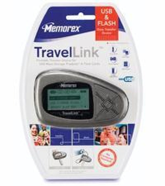 Memorex Portable Transfer Device TravelLink Cеребряный устройство для чтения карт флэш-памяти